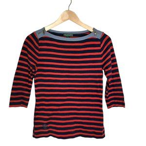 Lauren Jeans Co Ralph Lauren Shirt Red Blue Stripe Denim Zipper Collar Size S